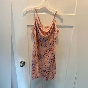 Lola Grace Floral Satin Cowl Neck Mini Dress Size M Slip Summer Vacation